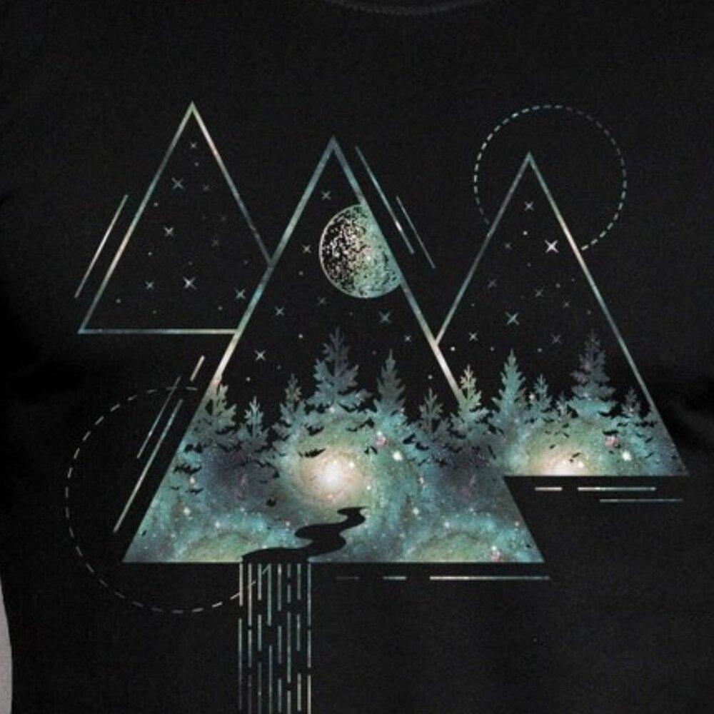 Mens Nature Shirt, Forest Trees Mountain Adventure Tee, Hiking Camping Shirt - Picture 2 of 4